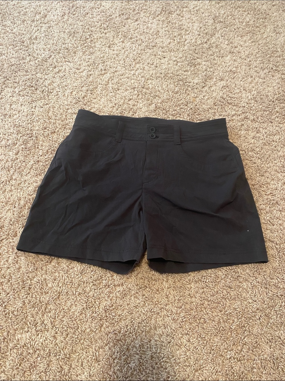 Women’s hiking Black Shorts with Button Waist and zipper back pockets